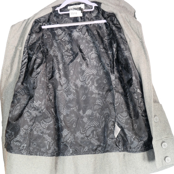 Burton Pea Coat Jacket Womens Large Gray Wool Blend Double Breasted Pockets - Picture 9 of 9